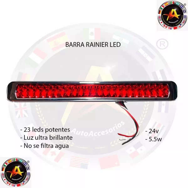 Barra De Leds Roja 23 Leds Orilla Cromada - Image 2
