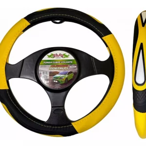 Funda De Volante Deportiva Amarillo/Negro Auto