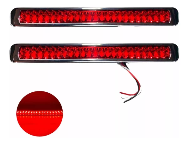 Barra De Leds Roja 23 Leds Orilla Cromada