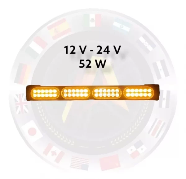 Barra Led de 4 Modulos Color Ámbar 12/24v 14 Funciones - Image 2