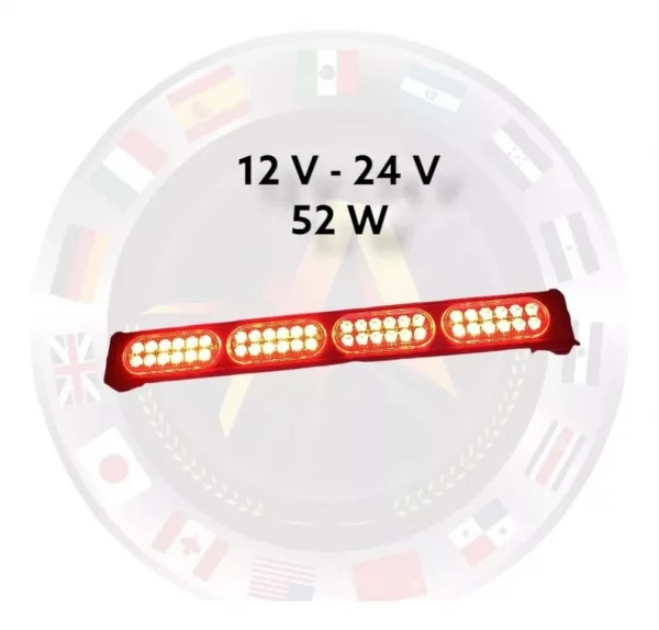 Barra Led de 4 Módulos Color Ámbar 12/24v 14 Funciones - Image 2