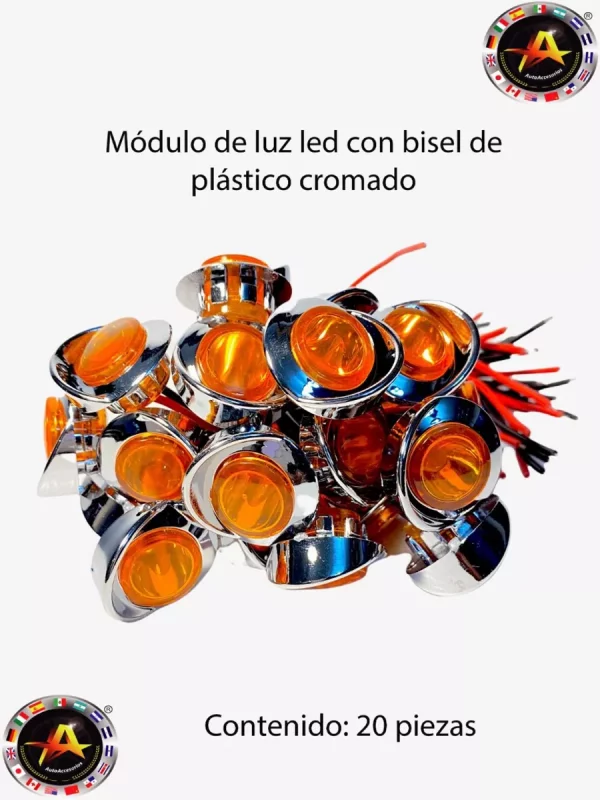 Plafón De Leds Ámbar Con Bisel 20 Piezas - Image 3