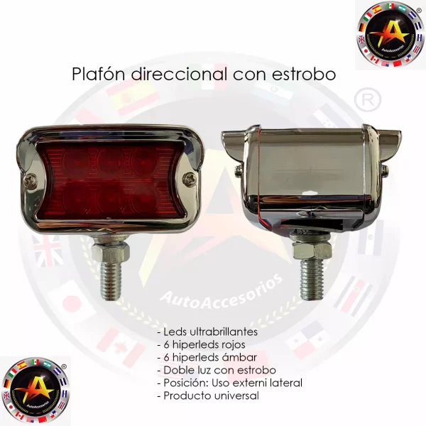 Plafón Lateral Direccional 12 Leds Ámbar Rojo - Image 3