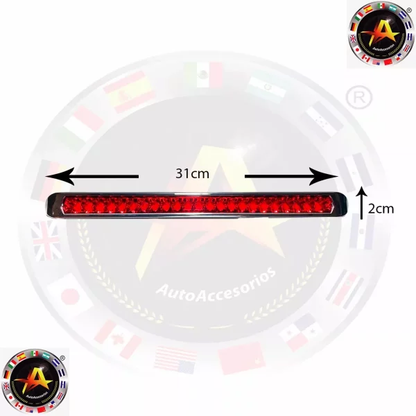 Barra De Leds Roja 23 Leds Orilla Cromada - Image 3