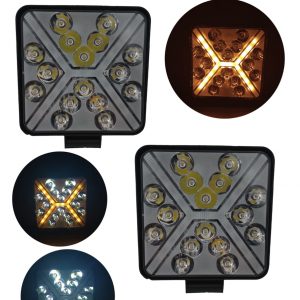 Faro Cuadrado De Led Alta Intensidad 12-24v Ambar / Blanco