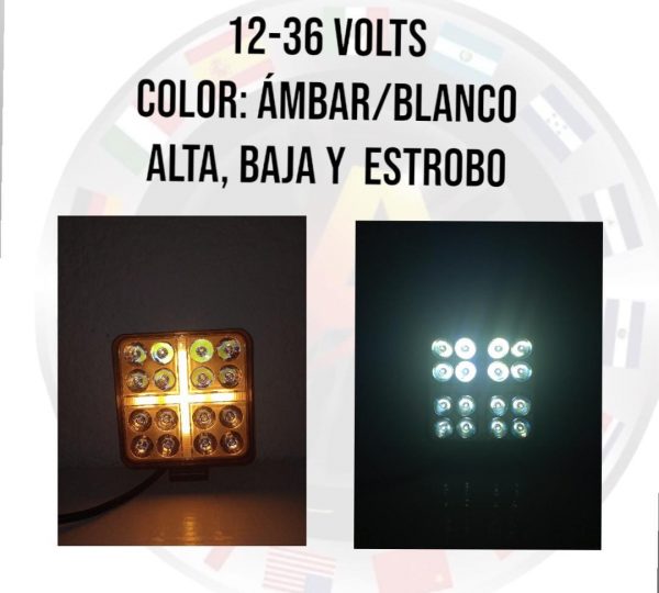 Faro Auxiliar Cuadrado Con 16 Leds Blanco/amarillo - Image 2