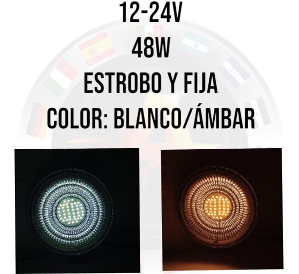 Faro Redondo De Led Alta Intensidad 12-24v Ambar/Blanco - Image 3