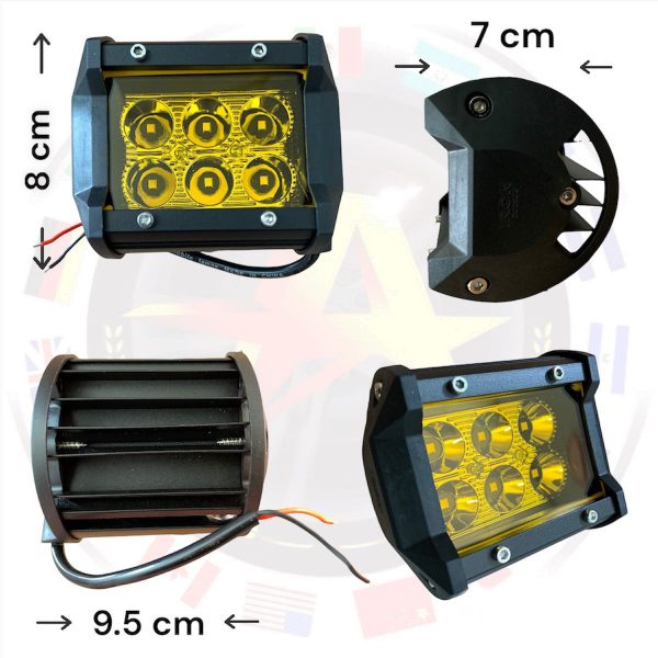 Faro De 6 Leds Amarillo Fijo 12 -24 Volts - Image 2