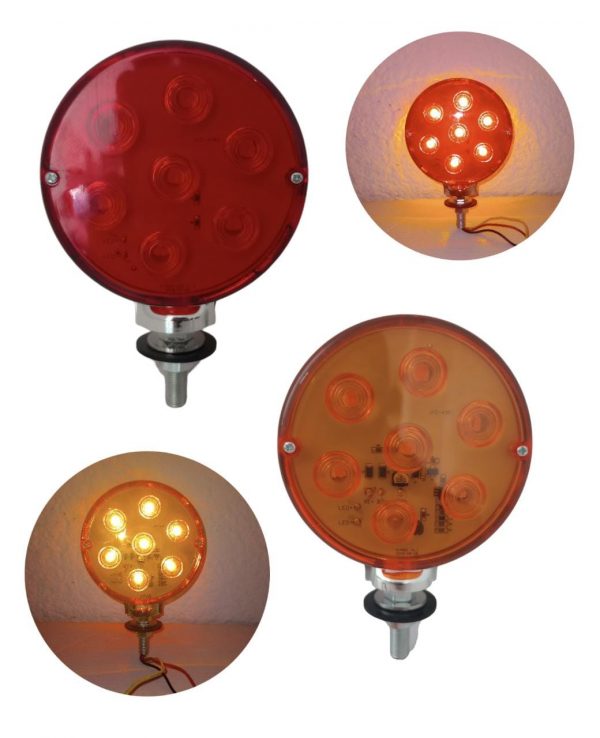 Plafón Redondo De 7 Potentes Leds 12v Rojo/Ambar