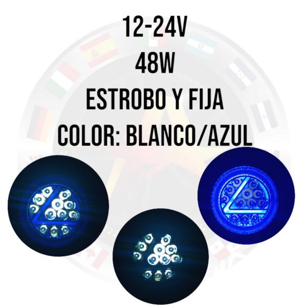 Faro Redondo De Led Alta Intensidad 12-24v Azul/Blanco - Image 2