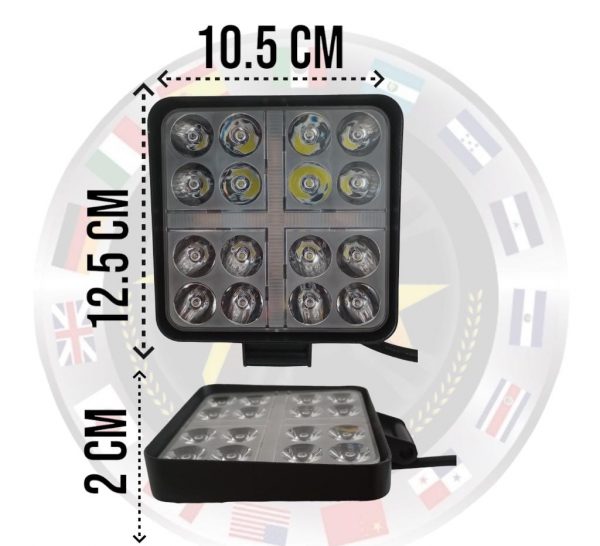 Faro Auxiliar Cuadrado Con 16 Leds Blanco/amarillo - Image 3