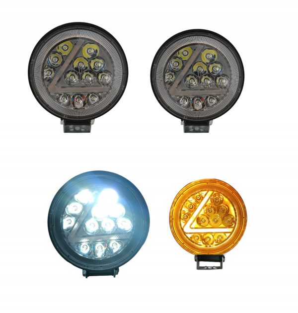 Faro De Led Redondo Estrobo Y Fija Ámbar/Blanco