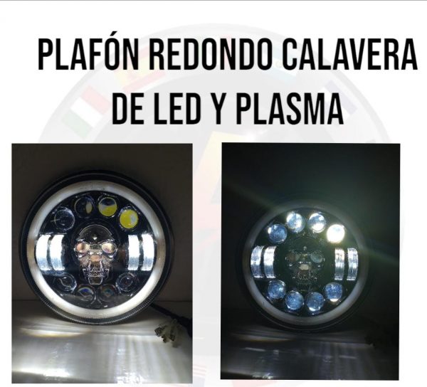 Faro Calavera Con Led Y Plasma 7 Pulgadas 12v - Image 2