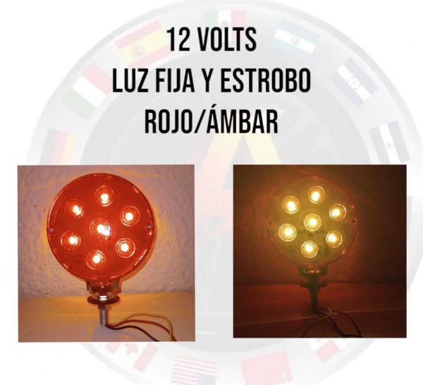 Plafón Redondo De 7 Potentes Leds 12v Rojo/Ambar - Image 3