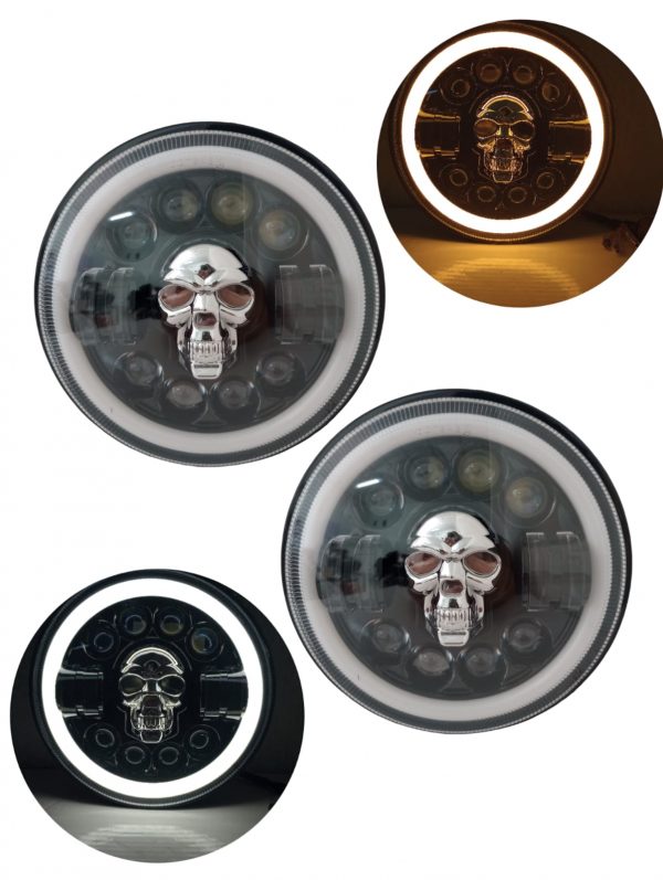 Faro Calavera Con Led Y Plasma 7 Pulgadas 12v