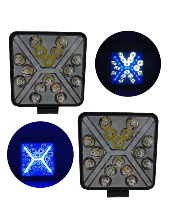 Faro Cuadrado De Led Alta Intensidad 12-24v Azul/Blanco