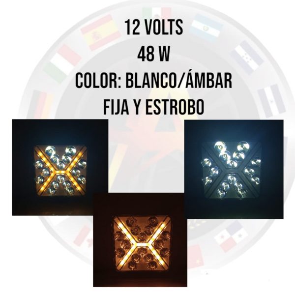 Faro Cuadrado De Led Alta Intensidad 12-24v Ambar / Blanco - Image 6