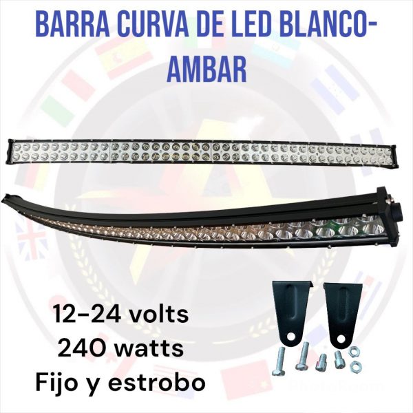 Barra Curva De 80 Leds Blanco-ambar Fijo Y Estrobo De 105 Cm - Image 2