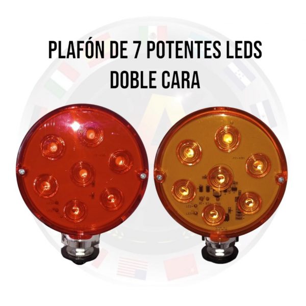 Plafón Redondo De 7 Potentes Leds 12v Rojo/Ambar - Image 4