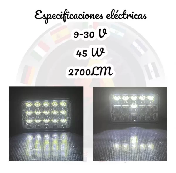 Faro Unidad Rectangular De 15 Potentes Leds - Image 2