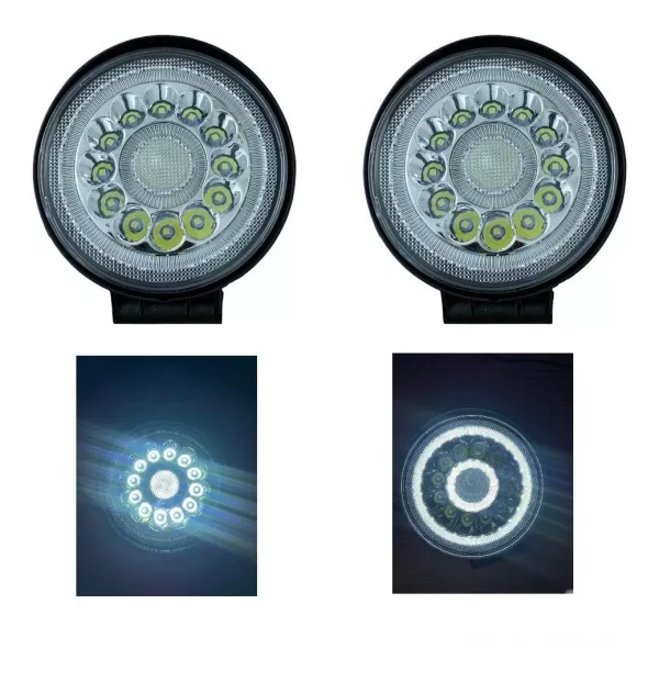 Faro Redondo De 12 Leds Y Aro Blanco