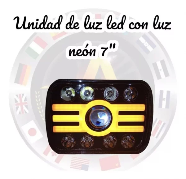 Unidad Rectangular De Led Con Luz Neón 10-80v 7 Pul - Image 2