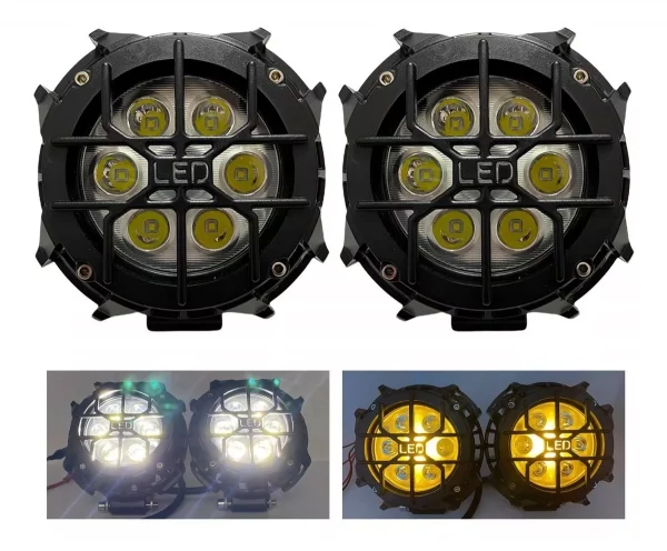 Faros De Leds Redondos Of Road 4x4 12-24v Color Ámbar