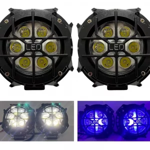 Faros De Leds Redondos Of Road 4x4 12-24v Color Azul