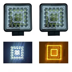 Faro Cuadrado De 20 Leds Blanco Y Aro Ámbar Fijo
