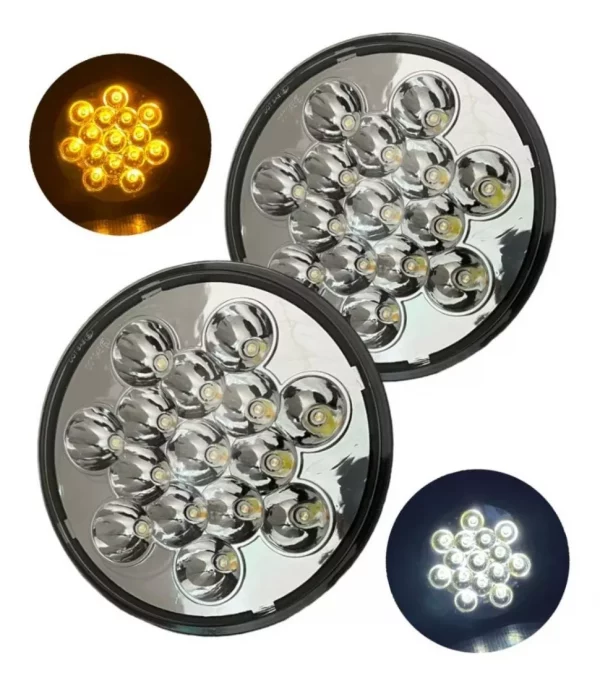 Faro Unidad Redonda 15 Leds 12v Ambar / Blanco
