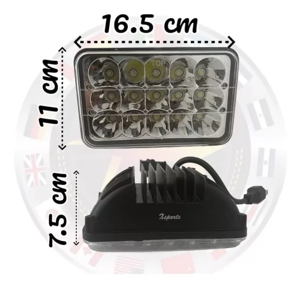 Faro Unidad Rectangular De 15 Potentes Leds - Image 3