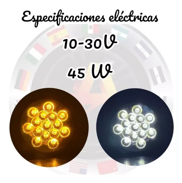 Faro Unidad Redonda 15 Leds 12v Ambar / Blanco - Image 2