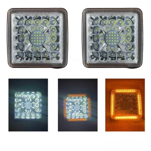 Faro Cuadrado 37 Leds Blanco Y Aro Leds Ámbar Fijo