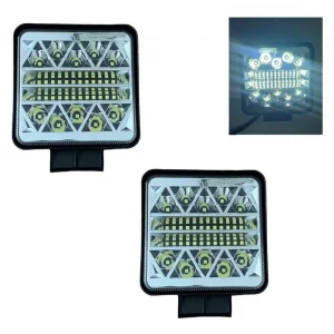 Faro Cuadrado De 34 Leds Blanco Fijo Y Estrobo