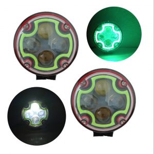 Faro Redondo Juego De Led Blanco Con Aro Verde 12v 27w