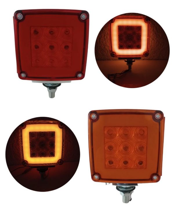 Plafón Cuadrado Led Y Plasma Doble Cara Ambar / Rojo