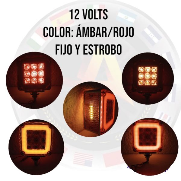 Plafón Cuadrado Led Y Plasma Doble Cara Ambar / Rojo - Image 2