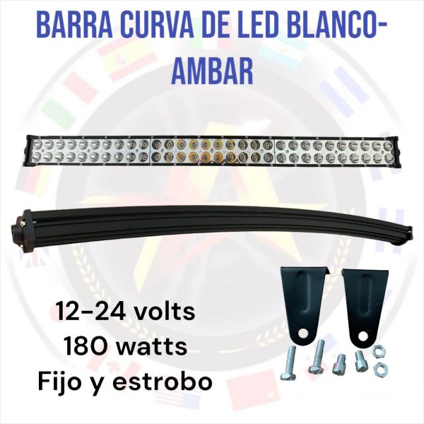Barra Curva De 60 Leds Blanco-ambar Fijo Y Estrobo De 80 Cm - Image 2