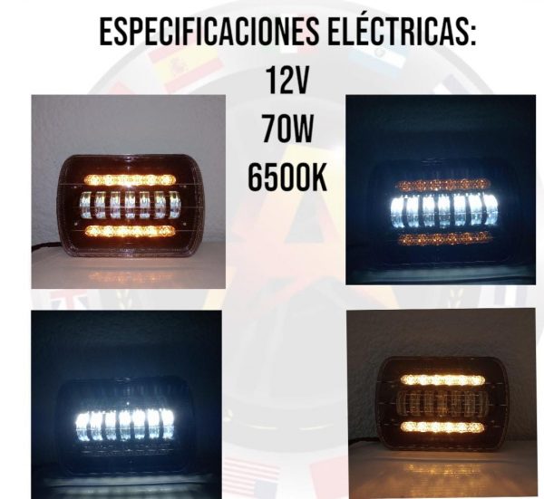 Faro Principal De Led 7 pulgadas Ambar/Blanco - Image 3