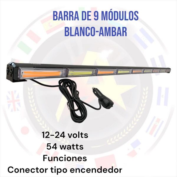 Barra De 9 Modulos Blanco -ámbar Con Funciones 132cm - Image 3