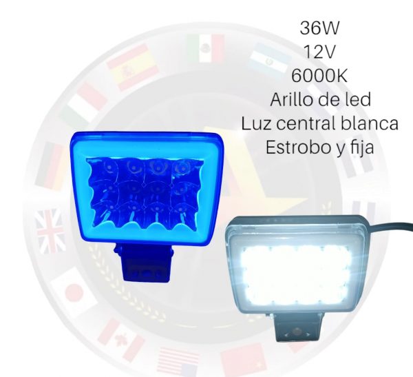 Faro De 12 Leds Estrobo Y Fija Azul/Blanco - Image 2