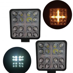 Faro Auxiliar Cuadrado Con 16 Leds Blanco/amarillo