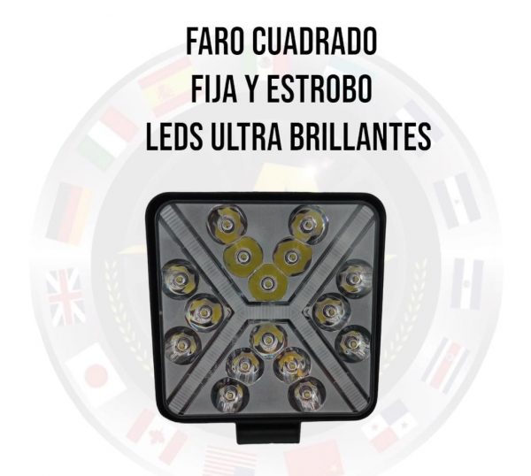 Faro Cuadrado De Led Alta Intensidad 12-24v Ambar / Blanco - Image 2