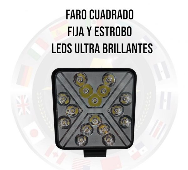 Faro Cuadrado De Led Alta Intensidad 12-24v Azul/Blanco - Image 2