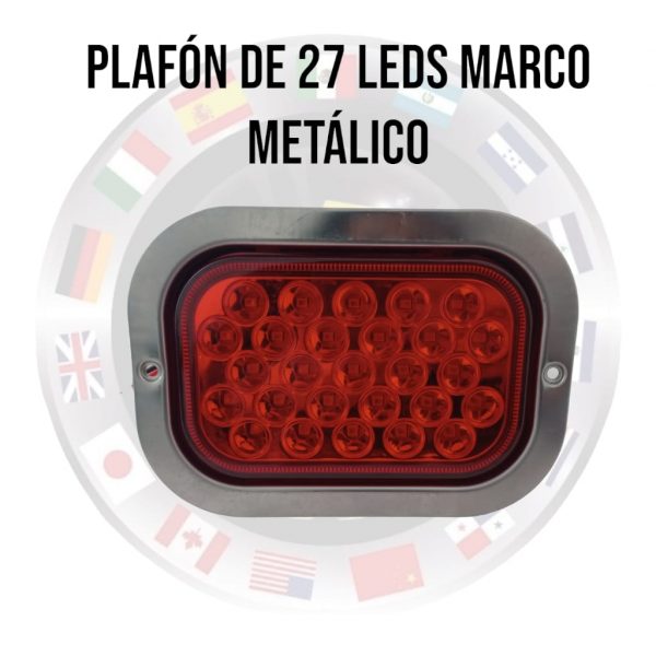 Plafón Rectangular De 27 Leds 6.5 Pulgadas Luz Roja - Image 3