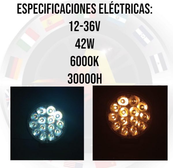 Faro Redondo De 14 Led Con 5 Funciones Ambar / Blanco - Image 2