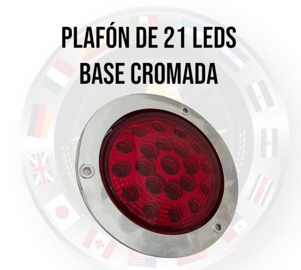 Plafón De 21 Leds Con Base Cromada 12 V Rojo 3 Funciones - Image 2