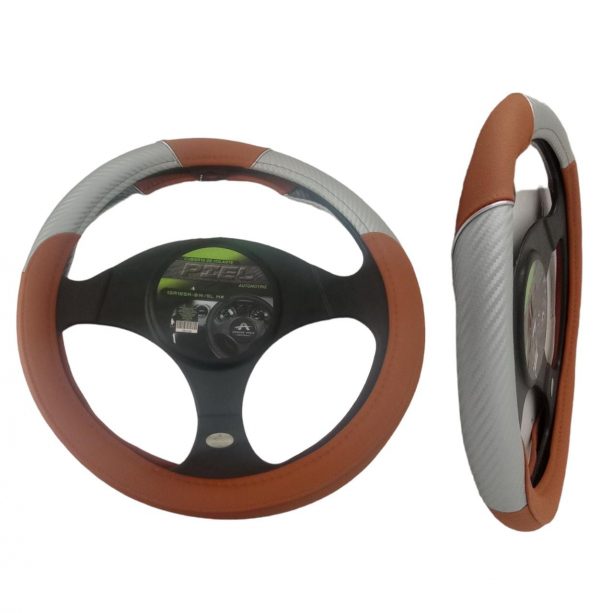Funda De Volante Color: Cafe/silver 38 Cm Auto