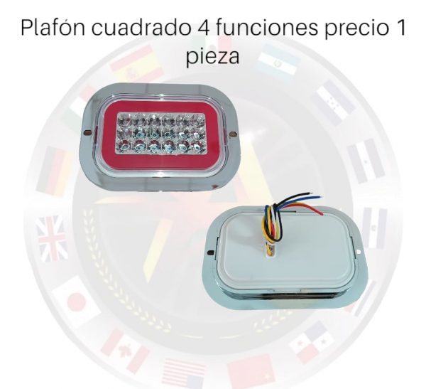 Plafón Cuadrado Led Con 4 Funciones Color Rojo - Image 3