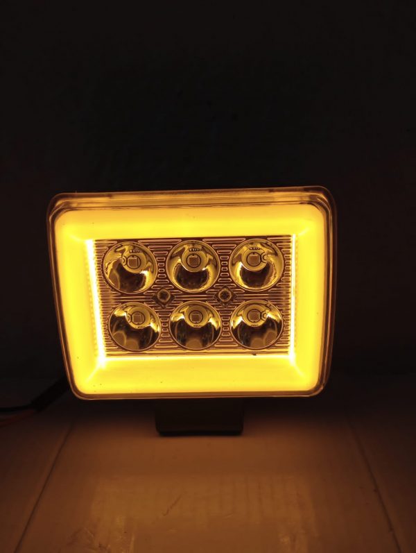Faro Rectangular De 6 Leds Con Anillo Ambar 12v - Image 7